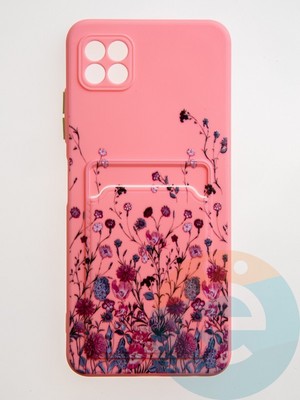 Накладка силиконовая Summer с кардхолдером для Samsung Galaxy A22S/A22 5G розовая - фото 59189