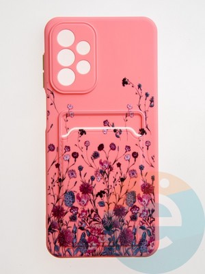 Накладка силиконовая Summer с кардхолдером для Samsung Galaxy A23 розовая - фото 59198