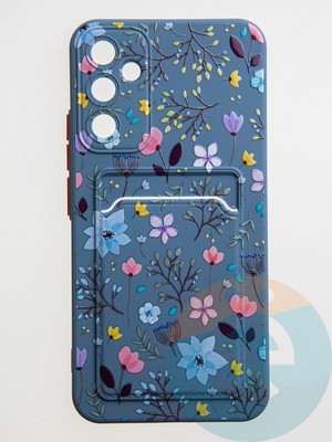 Накладка силиконовая Summer с кардхолдером для Samsung Galaxy A34 синяя - фото 59227