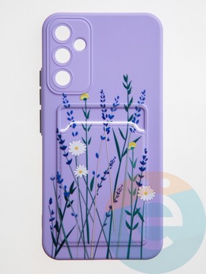 Накладка силиконовая Summer с кардхолдером для Samsung Galaxy A34 сиреневая - фото 59228