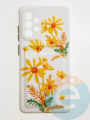 Накладка силиконовая Summer с кардхолдером для Samsung Galaxy A52 бежевая - фото 59231