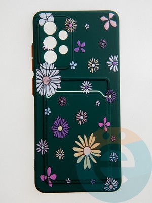 Накладка силиконовая Summer с кардхолдером для Samsung Galaxy A52 зеленая - фото 59232