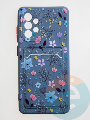 Накладка силиконовая Summer с кардхолдером для Samsung Galaxy A52 синяя - фото 59236