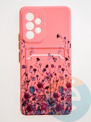 Накладка силиконовая Summer с кардхолдером для Samsung Galaxy A53 розовая - фото 59244