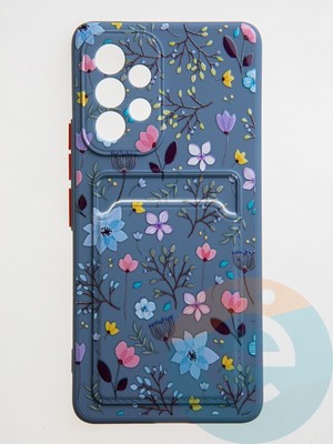 Накладка силиконовая Summer с кардхолдером для Samsung Galaxy A53 синяя - фото 59246