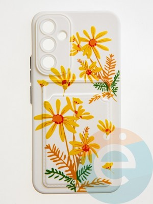 Накладка силиконовая Summer с кардхолдером для Samsung Galaxy A54 бежевая - фото 59251