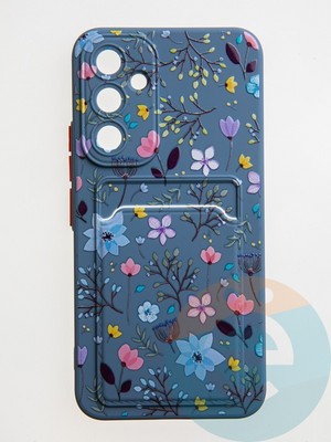 Накладка силиконовая Summer с кардхолдером для Samsung Galaxy A54 синяя - фото 59254