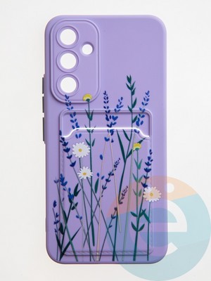 Накладка силиконовая Summer с кардхолдером для Samsung Galaxy A54 сиреневая - фото 59255