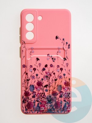 Накладка силиконовая Summer с кардхолдером для Samsung Galaxy S21FE розовая - фото 59278