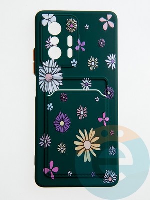 Накладка силиконовая Summer с кардхолдером для Xiaomi Mi 11T зеленая - фото 59293