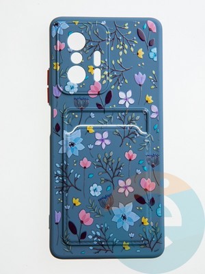 Накладка силиконовая Summer с кардхолдером для Xiaomi Mi 11T синяя - фото 59297