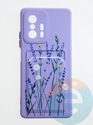 Накладка силиконовая Summer с кардхолдером для Xiaomi Mi 11T сиреневая - фото 59298