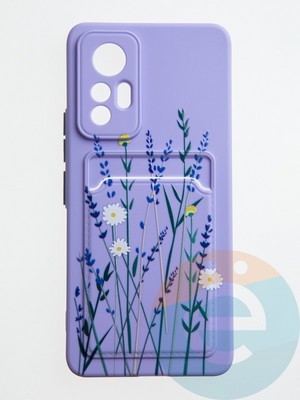 Накладка силиконовая Summer с кардхолдером для Xiaomi Mi 12 Lite сиреневая - фото 59304