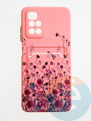 Накладка силиконовая Summer с кардхолдером для Xiaomi Redmi 10 розовая - фото 59331