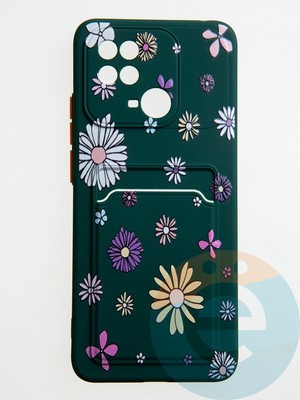 Накладка силиконовая Summer с кардхолдером для Xiaomi Redmi 10C зеленая - фото 59339