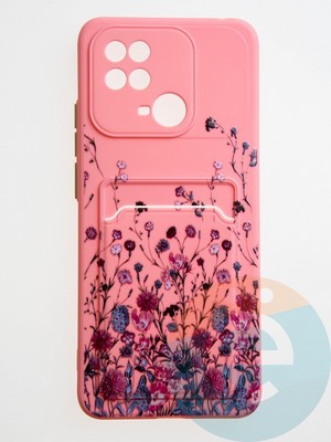 Накладка силиконовая Summer с кардхолдером для Xiaomi Redmi 10C розовая - фото 59340