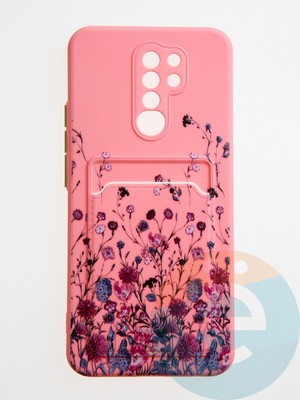 Накладка силиконовая Summer с кардхолдером для Xiaomi Redmi 9 розовая - фото 59348
