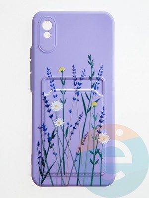 Накладка силиконовая Summer с кардхолдером для Xiaomi Redmi 9A сиреневая - фото 59358