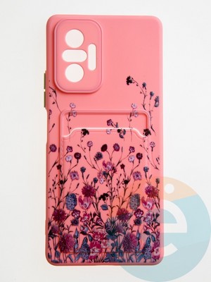 Накладка силиконовая Summer с кардхолдером для Xiaomi Redmi Note 10 Pro 4G розовая - фото 59380
