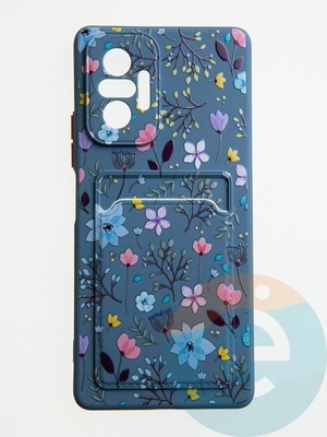 Накладка силиконовая Summer с кардхолдером для Xiaomi Redmi Note 10 Pro 4G синяя - фото 59382