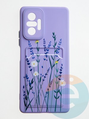 Накладка силиконовая Summer с кардхолдером для Xiaomi Redmi Note 10 Pro 4G сиреневая - фото 59383