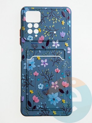 Накладка силиконовая Summer с кардхолдером для Xiaomi Redmi Note 11 Pro синяя - фото 59397