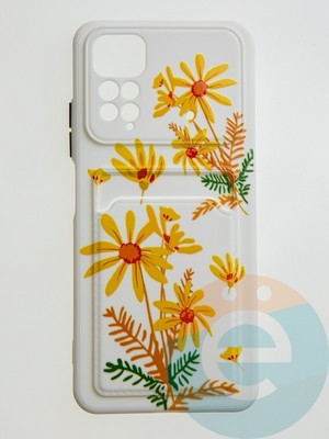 Накладка силиконовая Summer с кардхолдером для Xiaomi Redmi Note 11/11S бежевая - фото 59401