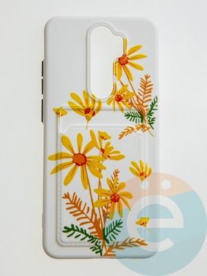 Накладка силиконовая Summer с кардхолдером для Xiaomi Redmi Note 8 Pro бежевая - фото 59408
