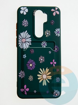 Накладка силиконовая Summer с кардхолдером для Xiaomi Redmi Note 8 Pro зеленая - фото 59410