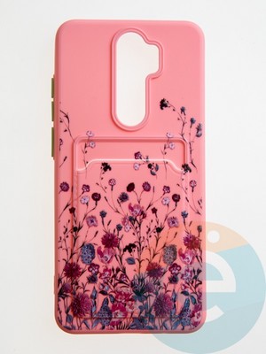 Накладка силиконовая Summer с кардхолдером для Xiaomi Redmi Note 8 Pro розовая - фото 59411