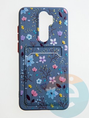 Накладка силиконовая Summer с кардхолдером для Xiaomi Redmi Note 8 Pro синяя - фото 59413