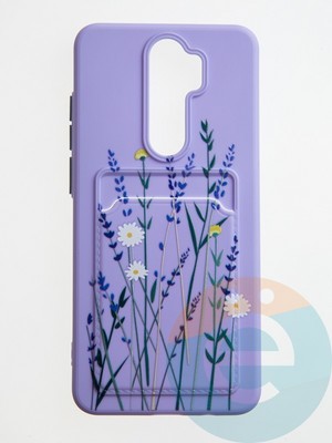 Накладка силиконовая Summer с кардхолдером для Xiaomi Redmi Note 8 Pro сиреневая - фото 59415