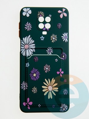 Накладка силиконовая Summer с кардхолдером для Xiaomi Redmi Note 9 Pro/9S зеленая - фото 59418