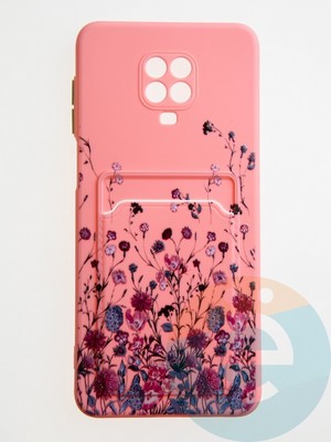 Накладка силиконовая Summer с кардхолдером для Xiaomi Redmi Note 9 Pro/9S розовая - фото 59421