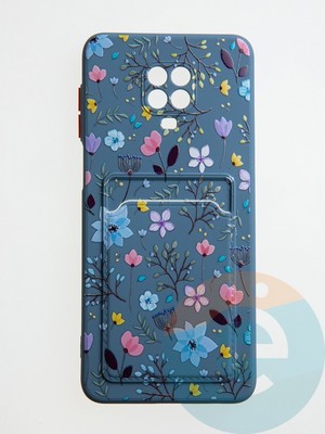 Накладка силиконовая Summer с кардхолдером для Xiaomi Redmi Note 9 Pro/9S синяя - фото 59425