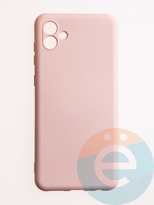 Накладка Silicone Cover (без логотипа, с защитой камеры) для Samsung Galaxy A04 пудровая - фото 60956
