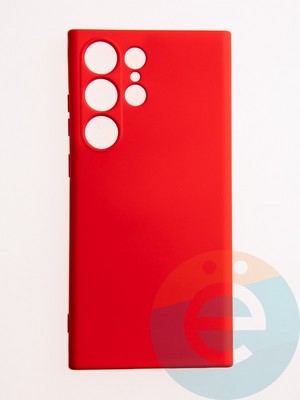 Накладка Silicone Cover (без логотипа, с защитой камеры) для Samsung Galaxy S23 Ultra красная - фото 61011