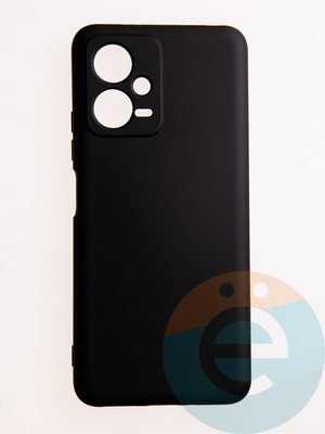 Накладка Silicone Cover (без логотипа, с защитой камеры) для Xiaomi Redmi Note 12/Poco X5 черная - фото 61095