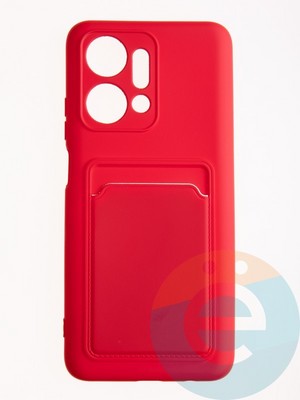 Накладка Soft touch с кармашком для Huawei Honor X7A красная - фото 61480