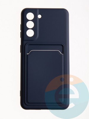 Накладка Soft touch с кармашком для Samsung Galaxy S21 синяя - фото 61573