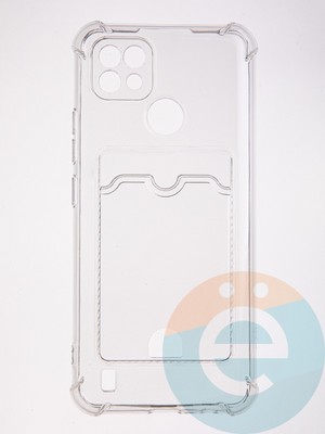 Накладка силиконовая с кардхолдером и усиленными углами для Realme C21 2021 прозрачная - фото 61666