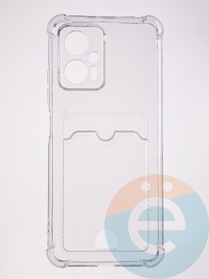 Накладка силиконовая с кардхолдером и усиленными углами для Poco X4 GT прозрачная - фото 61701