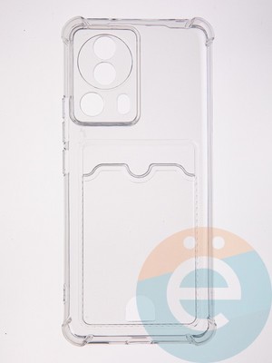 Накладка силиконовая с кардхолдером и усиленными углами для Xiaomi Mi 13 Lite прозрачная - фото 61725