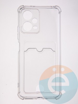 Накладка силиконовая с кардхолдером и усиленными углами для Xiaomi Redmi Note 12 5G прозрачная - фото 61734