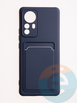 Накладка Soft touch с кармашком для Xiaomi Mi 12 Pro синяя - фото 61813