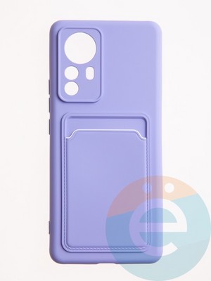 Накладка Soft touch с кармашком для Xiaomi Mi 12 Pro сиреневая - фото 61817