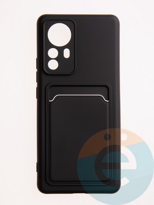 Накладка Soft touch с кармашком для Xiaomi Mi 12 Pro черная - фото 61821