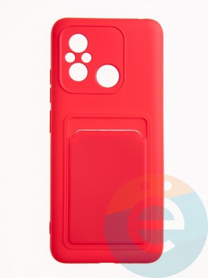 Накладка Soft touch с кармашком для Xiaomi Redmi 12C красная - фото 61865