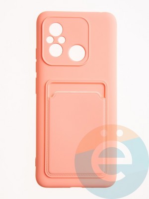 Накладка Soft touch с кармашком для Xiaomi Redmi 12C розовая - фото 61869