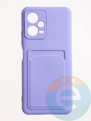 Накладка Soft touch с кармашком для Xiaomi Redmi Note 12 5G/Poco X5 сиреневая - фото 61896